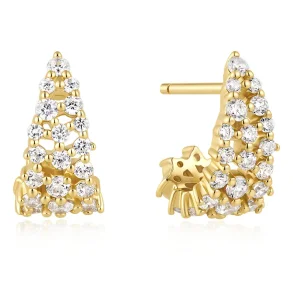 ANIA HAIE GOLD PAVE OPENWORK CURVED STUD HOOP EARRINGS E079-07G