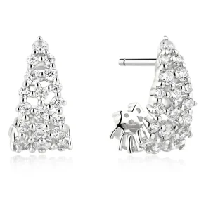 ANIA HAIE SILVER PAVE OPENWORK CURVED STUD HOOP EARRINGS E079-07H