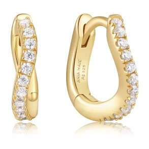 ANIA HAIE GOLD SLIM PAVE WAVE HOOP EARRINGS E079-08G