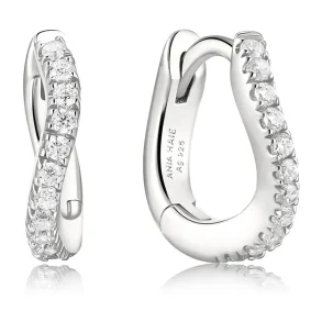 ANIA HAIE SILVER SLIM PAVE WAVE HOOP EARRINGS E079-08H