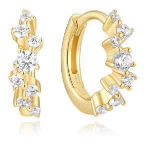 ANIA HAIE GOLD ZIG-ZAG PAVE HOOP EARRINGS E079-09G