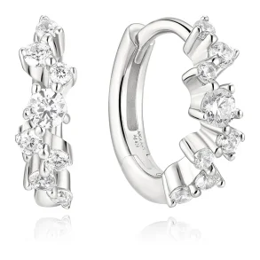 ANIA HAIE SILVER ZIG-ZAG PAVE HOOP EARRINGS E079-09H