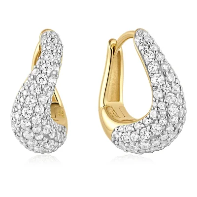 ANIA HAIE GOLD PAVE WAVE HOOP EARRINGS E079-13G