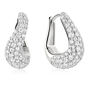 ANIA HAIE SILVER PAVE WAVE HOOP EARRINGS E079-13H