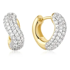 ANIA HAIE GOLD CHUNKY PAVE WAVE HOOP EARRINGS E079-14G