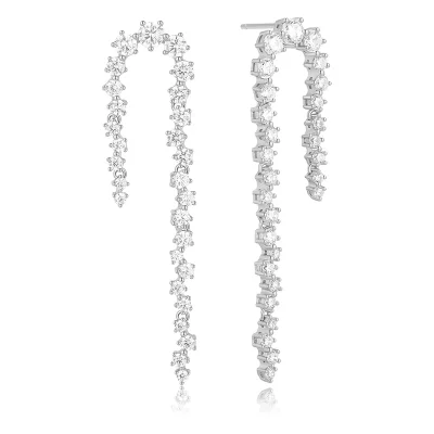 ANIA HAIE SILVER SPARKLING ZIG-ZAG DROP STUD EARRINGS E079-16H