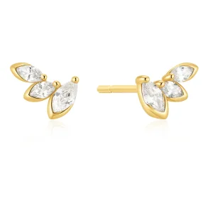 ANIA HAIE GOLD HALF-BEZEL TRIPLE MARQUISE STUD EARRINGS E080-05G