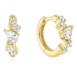 ANIA HAIE GOLD TEARDROP & ROUND ZIG-ZAG HOOP EARRINGS E080-09G