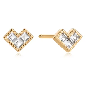 ANIA HAIE 14 KT STUD EARRINGS TRIPLE WHITE SAPPHIRE EAU009-06YG