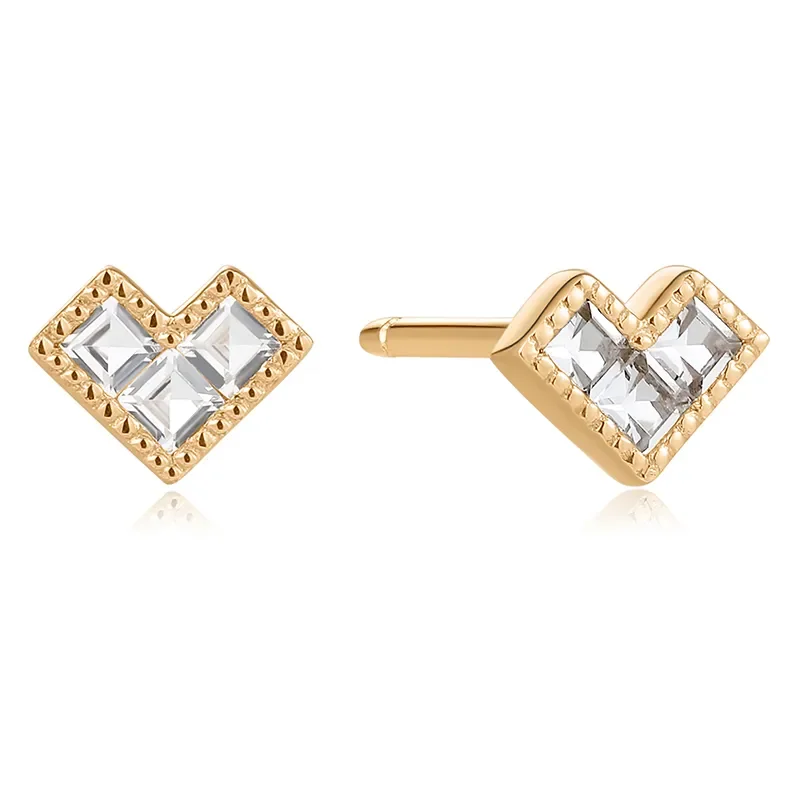 ANIA HAIE 14 KT STUD EARRINGS TRIPLE WHITE SAPPHIRE EAU009-06YG
