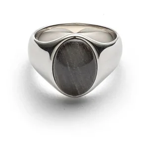ALEXANDER LYNGGAARD OVAL SIGNET RING SILVER OBSIDIAN H30081
