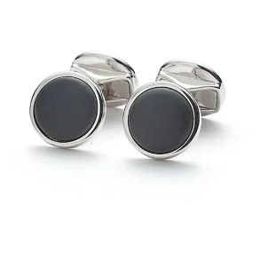 ALEXANDER LYNGGAARD CUFFLINKS ROUND ONYX MATTE H31201