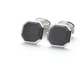 ALEXANDER LYNGGAARD CUFFLINKS SQUARE FACET ONYX MATTE H31301