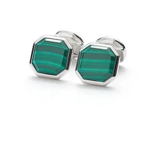 ALEXANDER LYNGGAARD CUFFLINKS SQUARE FACET MALACHITE H31306