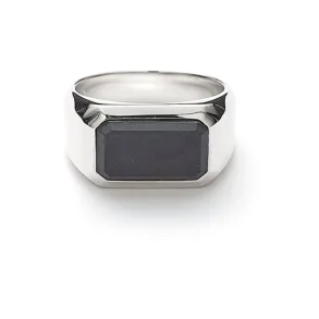 ALEXANDER LYNGGAARD RECTANGLE SIGNET RING ONYX MATTE H70011