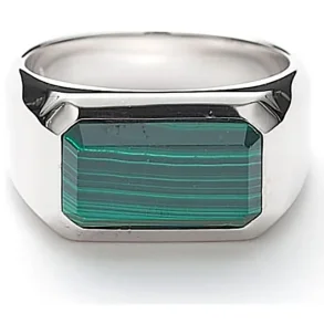 ALEXANDER LYNGGAARD RECTANGLE SIGNET RING MALACHITE H70091