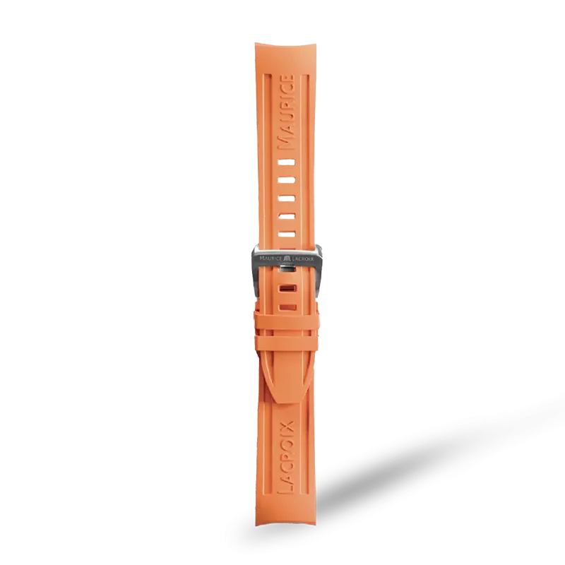 ORANGE RUBBER FOR PT6248 WITH STAINLESS STEEL END-PIECE & PIN BUCKLE