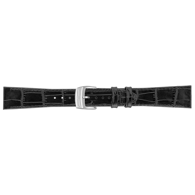 GLOSSY BLACK CALF LEATHER FOR FA1205 WITH STAINLESS STEEL PIN BUCKLE