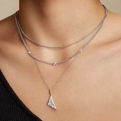 ANIA HAIE SILVER TRIANGLE PENDANT NECKLACE N059-04H