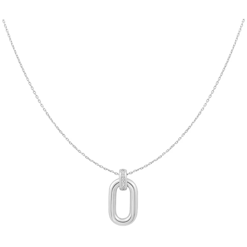 ANIA HAIE SILVER OVAL HOOP PENDANT NECKLACE N062-01H