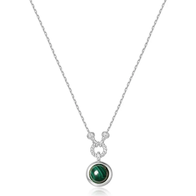 ANIA HAIE SILVER MALACHITE REVERSIBLE VACATION NECKLACE N063-06H