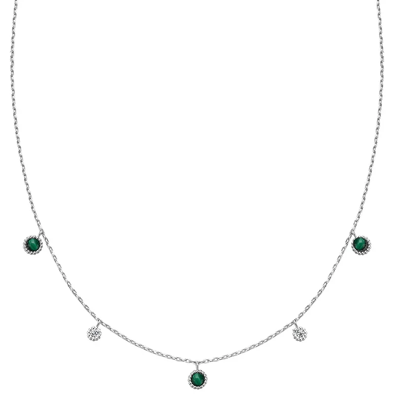 ANIA HAIE SILVER MALACHITE STATION NECKLACE N064-03H