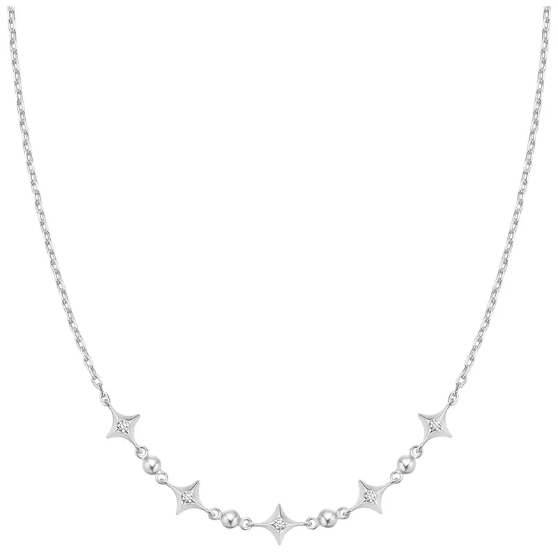 ANIA HAIE SILVER SPARKLING STAR STATION NECKLACE N064-04H