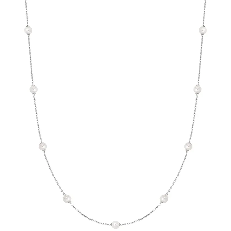 ANIA HAIE SILVER SHELL PEARL STATION CHAIN NECKLACE N065-03H