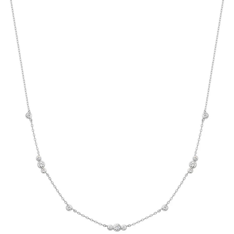 ANIA HAIE SILVER SPARKLING BEZEL CZ STATION NECKLACE N065-04H
