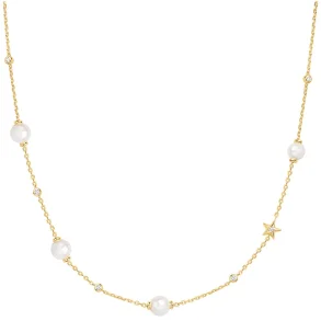 ANIA HAIE GOLD PEARL AND STAR STATION NECKLACE N065-09G