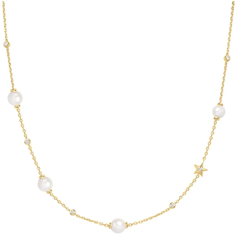 ANIA HAIE GOLD PEARL AND STAR STATION NECKLACE N065-09G