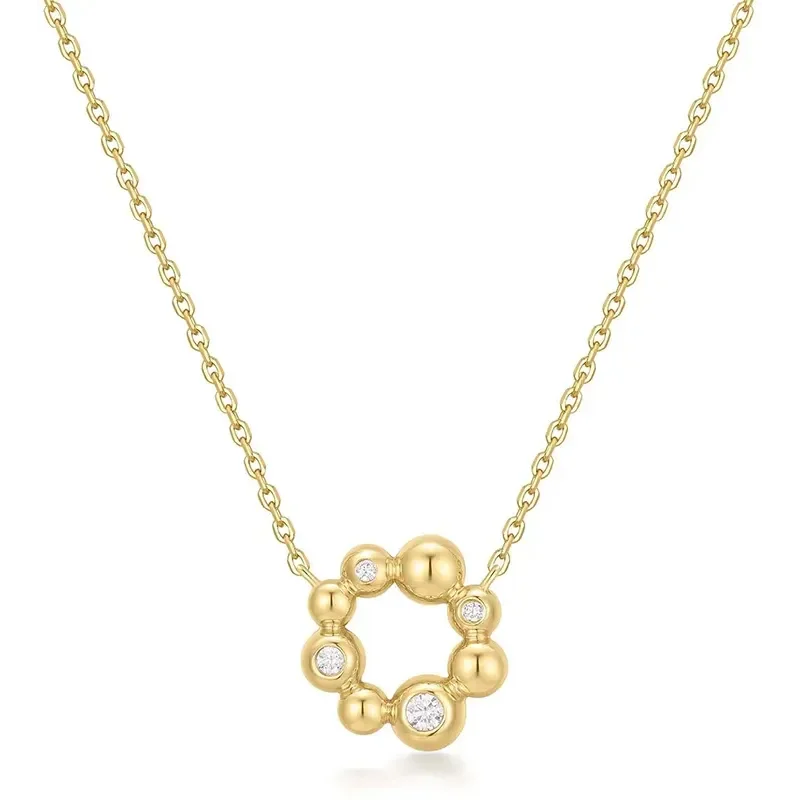 ANIA HAIE GOLD ASYMMETRIC BEADED CIRCLE NECKLACE N066-03G