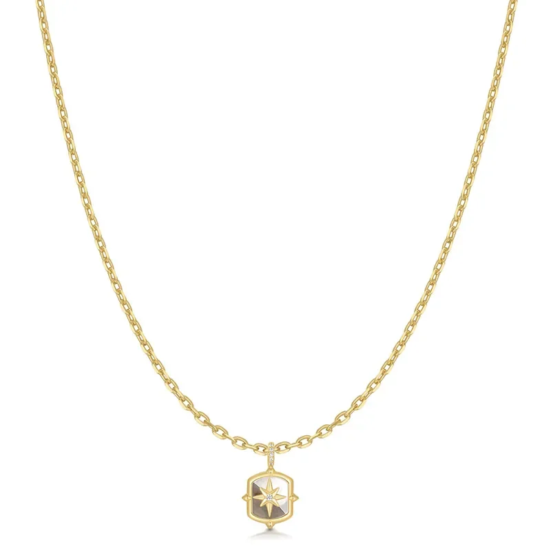 ANIA HAIE GOLD BLOCK MOTHER OF PEARL STAR NECKLACE N067-05G