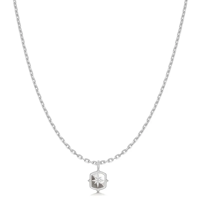 ANIA HAIE SILVER BLOCK MOTHER OF PEARL STAR NECKLACE N067-05H