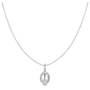 ANIA HAIE SILVER FLORAL OVAL PENDANT NECKLACE N068-03H