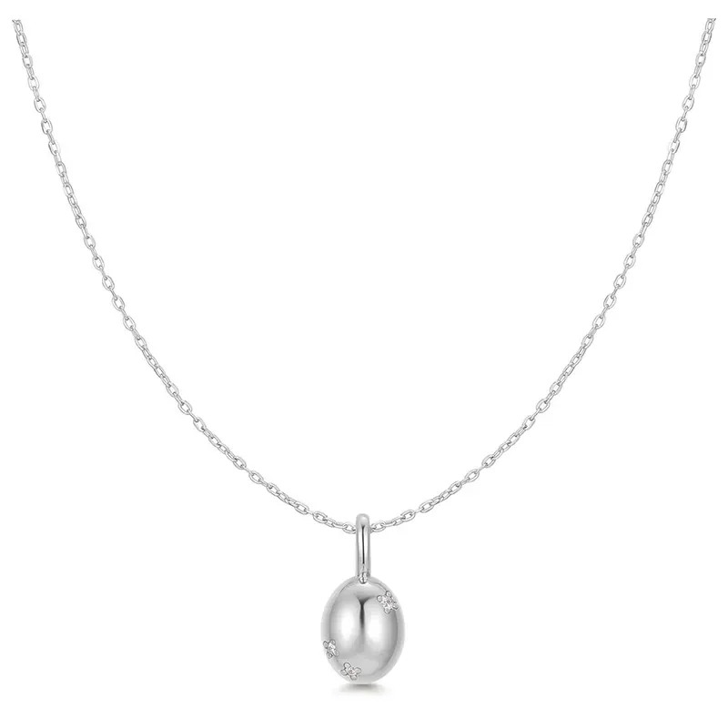 ANIA HAIE SILVER FLORAL OVAL PENDANT NECKLACE N068-03H