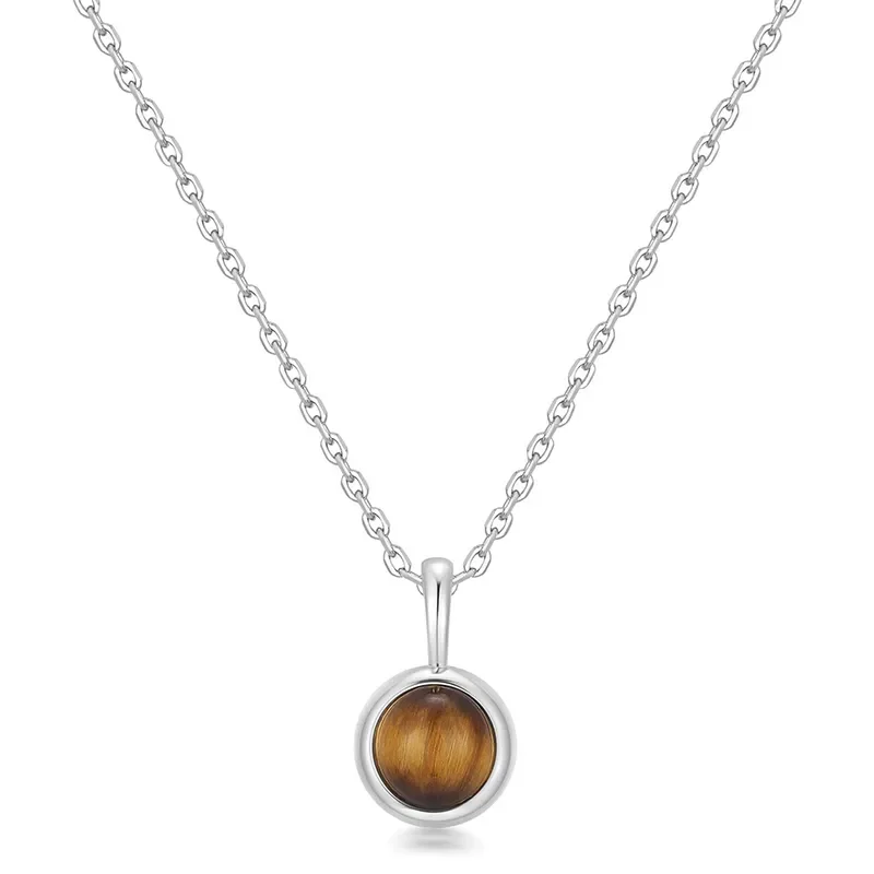 ANIA HAIE SILVER TIGER EYE PENDANT NECKLACE  N068-04H-TE