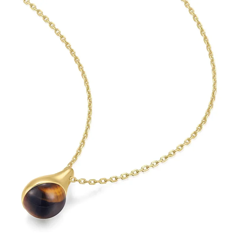ANIA HAIE GOLD TIGER EYE DROPLET PENDANT NECKLACE N068-05G