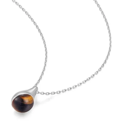 ANIA HAIE SILVER TIGER EYE DROPLET PENDANT NECKLACE N068-05H