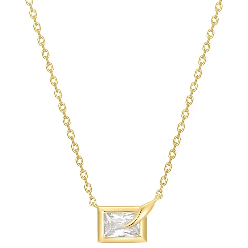 ANIA HAIE GOLD SPARKLING BEZEL-SET CUBE NECKLACE N069-01G