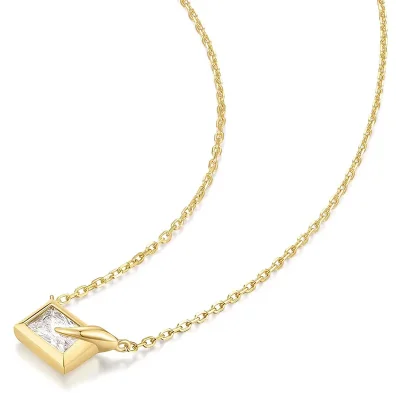 ANIA HAIE GOLD SPARKLING BEZEL-SET CUBE NECKLACE N069-01G