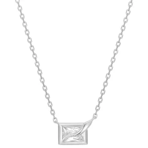 ANIA HAIE SILVER SPARKLING BEZEL-SET CUBE NECKLACE N069-01H