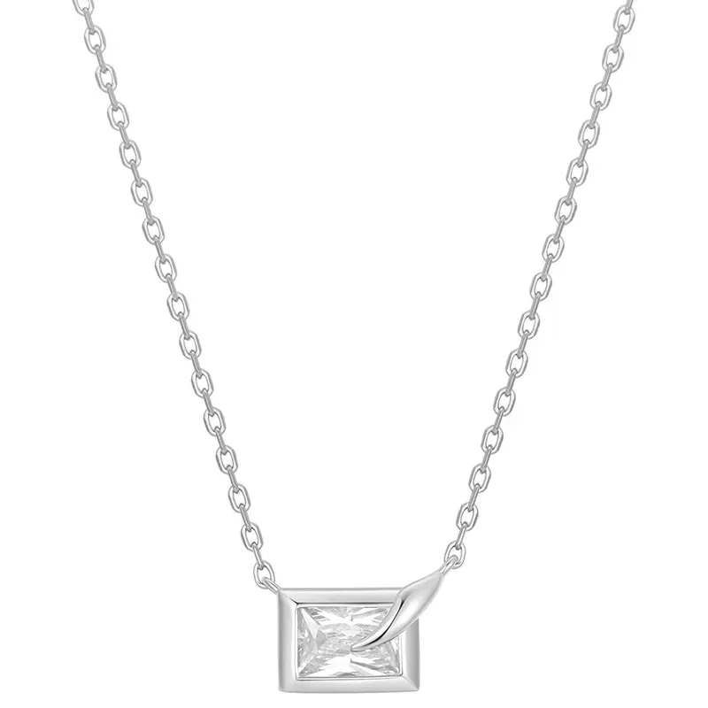ANIA HAIE SILVER SPARKLING BEZEL-SET CUBE NECKLACE N069-01H