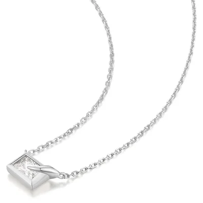 ANIA HAIE SILVER SPARKLING BEZEL-SET CUBE NECKLACE N069-01H