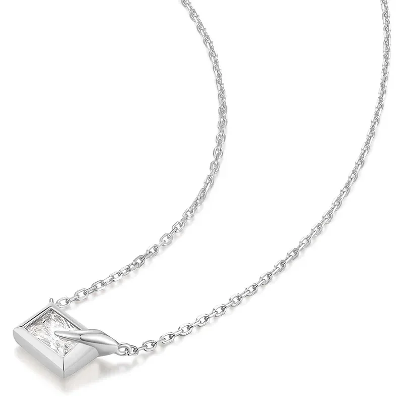 ANIA HAIE SILVER SPARKLING BEZEL-SET CUBE NECKLACE N069-01H