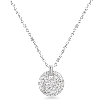 ANIA HAIE SILVER LARGE PAVE DISK NECKLACE N069-04H