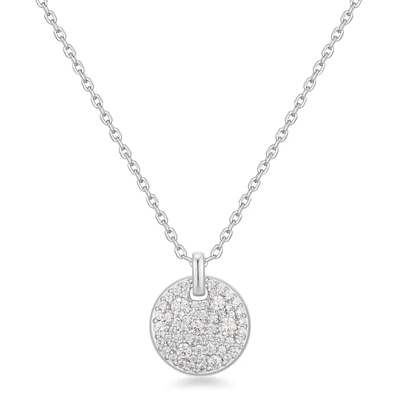 ANIA HAIE SILVER LARGE PAVE DISK NECKLACE N069-04H