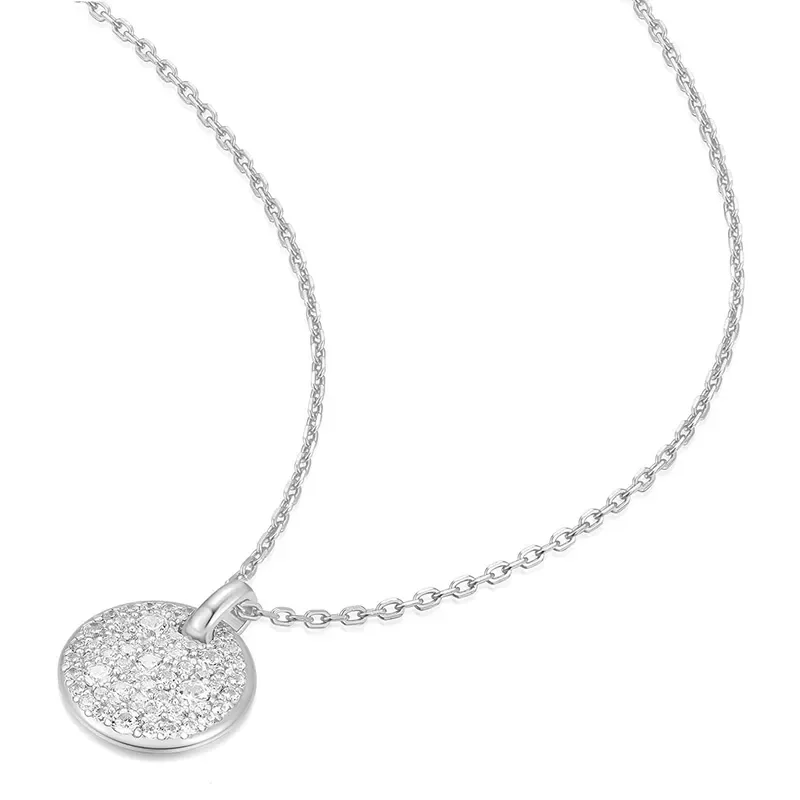 ANIA HAIE SILVER LARGE PAVE DISK NECKLACE N069-04H