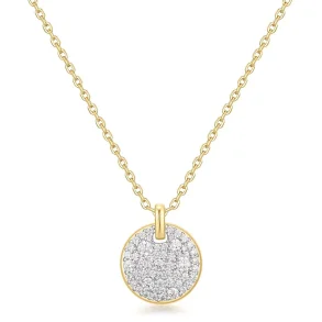 ANIA HAIE TWO-TONE LARGE PAVE DISK NECKLACE N069-04T