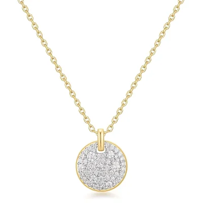 ANIA HAIE TWO-TONE LARGE PAVE DISK NECKLACE N069-04T